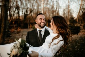 happy wedding couple